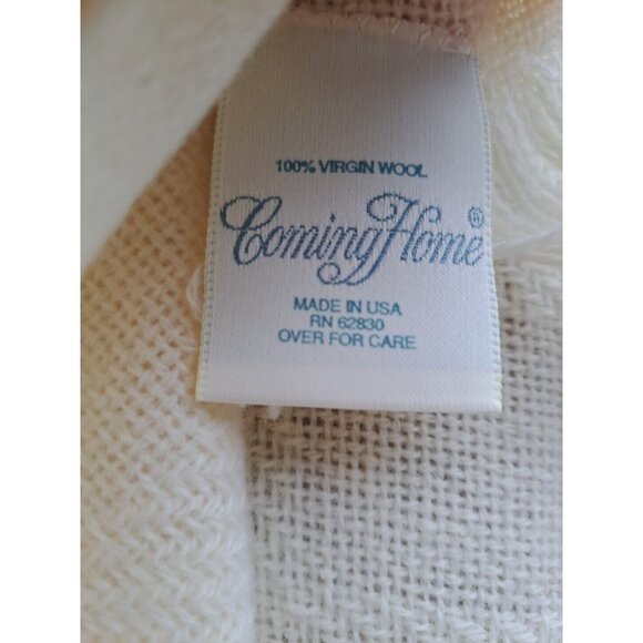 COMING HOME ivory 100% Virgin Wool Throw Embroidered Christmas Tree 48x60in USA - Picture 4 of 5